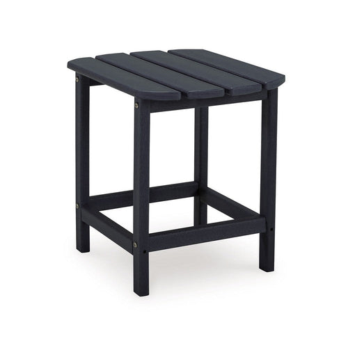 Ashley 19" Outdoor Side End Table, Slatted Top, Steel, Black