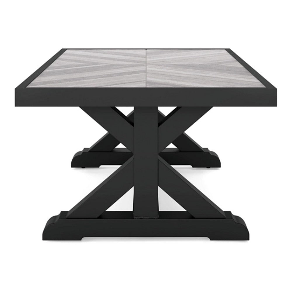 Ashley Tira 48" Outdoor Coffee Table, Tile Top, Black, Light Gray