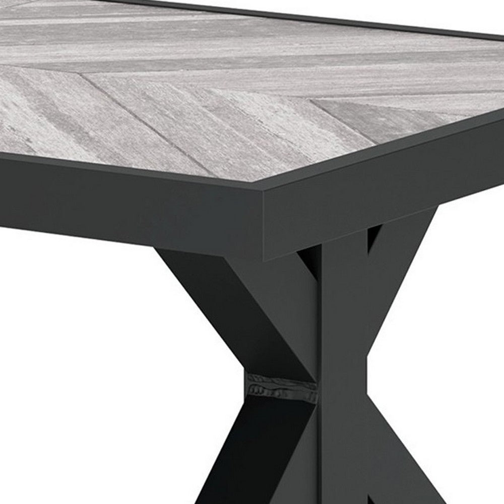Ashley Tira 48" Outdoor Coffee Table, Tile Top, Black, Light Gray