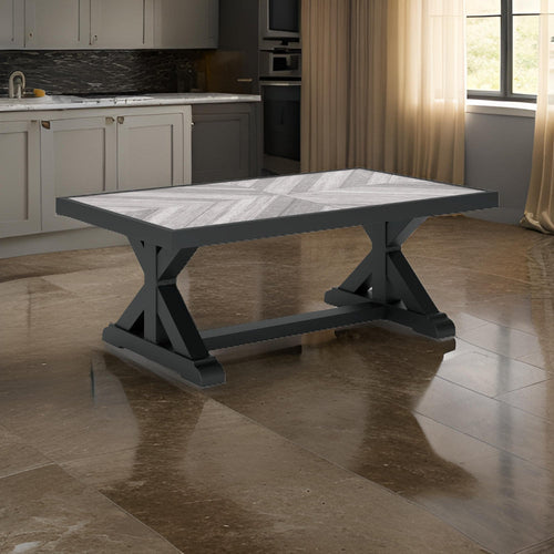 Ashley Tira 48" Outdoor Coffee Table, Tile Top, Black, Light Gray