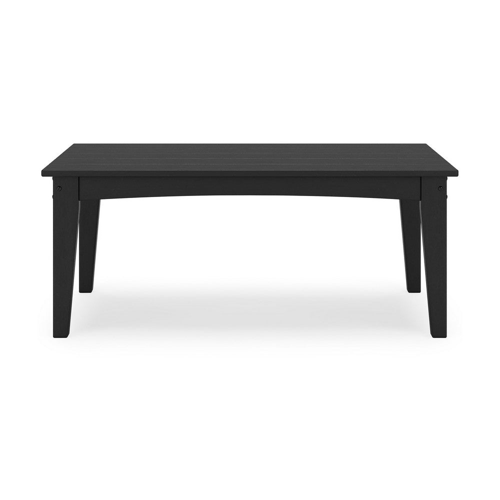 Ashley Fini 44" Outdoor Coffee Table, Slatted Top, Black Finish