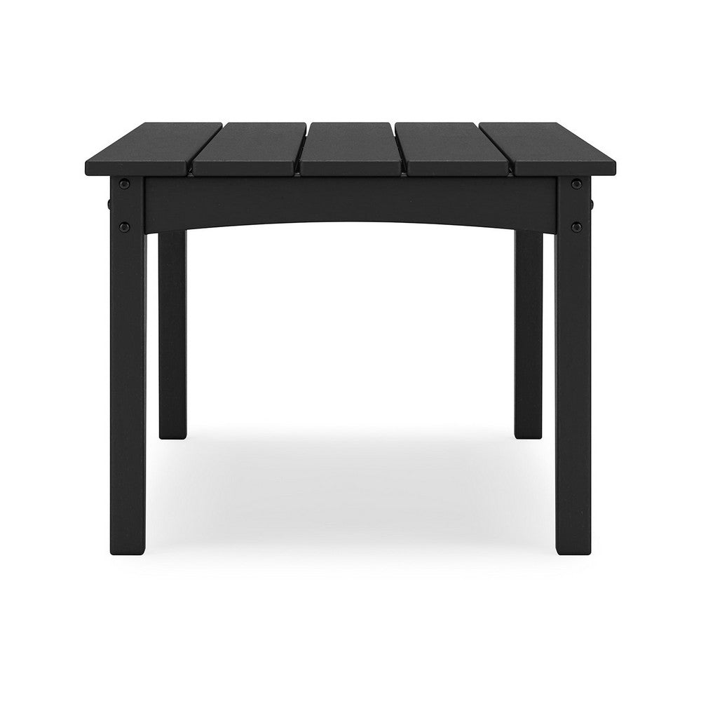 Ashley Fini 44" Outdoor Coffee Table, Slatted Top, Black Finish
