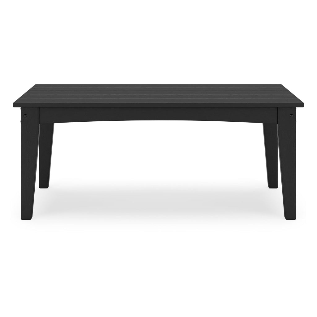 Fini 44 Inch Outdoor Coffee Table Slatted Top Modern Style Black Finish By Casagear Home BM315961