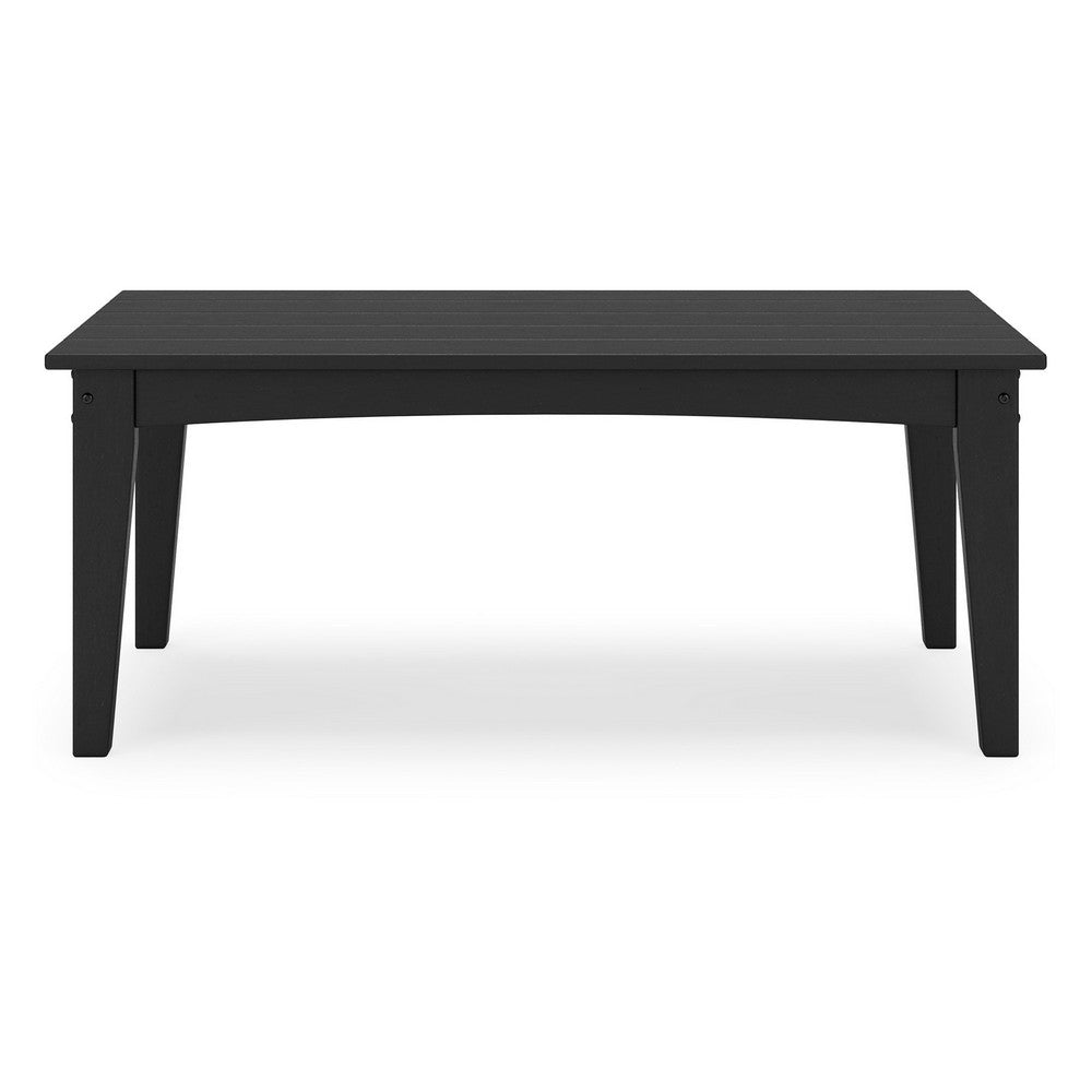 Ashley Fini 44" Outdoor Coffee Table, Slatted Top, Black Finish