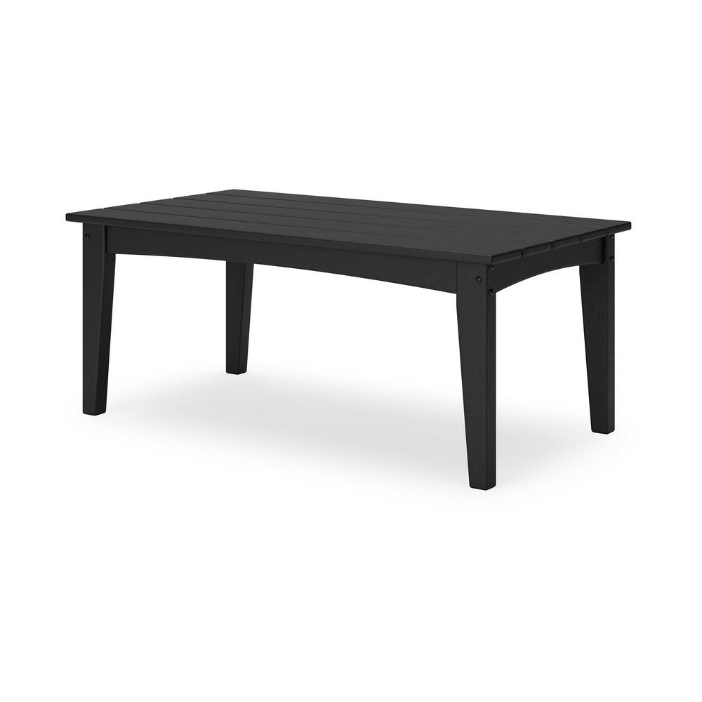 Ashley Fini 44" Outdoor Coffee Table, Slatted Top, Black Finish