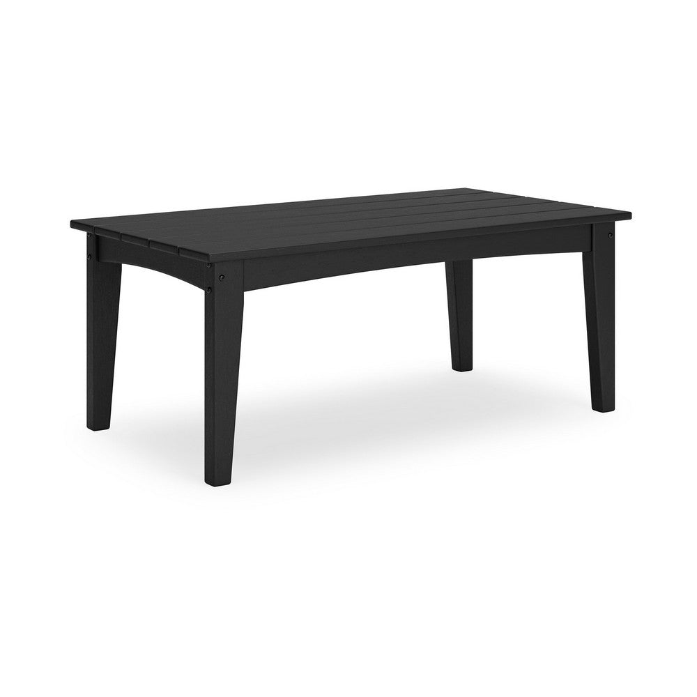 Ashley Fini 44" Outdoor Coffee Table, Slatted Top, Black Finish