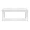 Ashley Fini 44" Outdoor Coffee Table, Slatted Top, White Finish