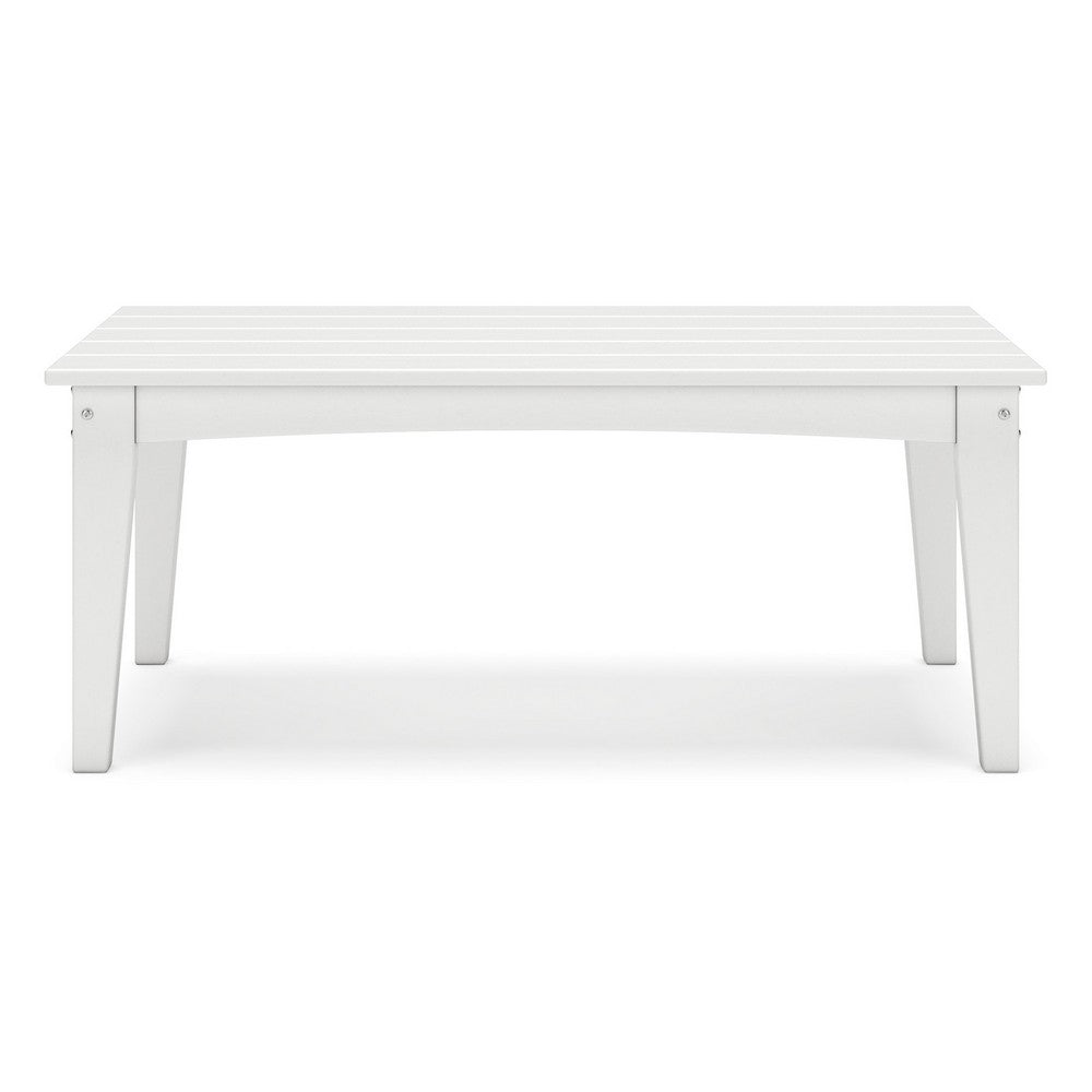 Ashley Fini 44" Outdoor Coffee Table, Slatted Top, White Finish