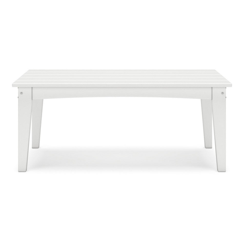 Ashley Fini 44" Outdoor Coffee Table, Slatted Top, White Finish