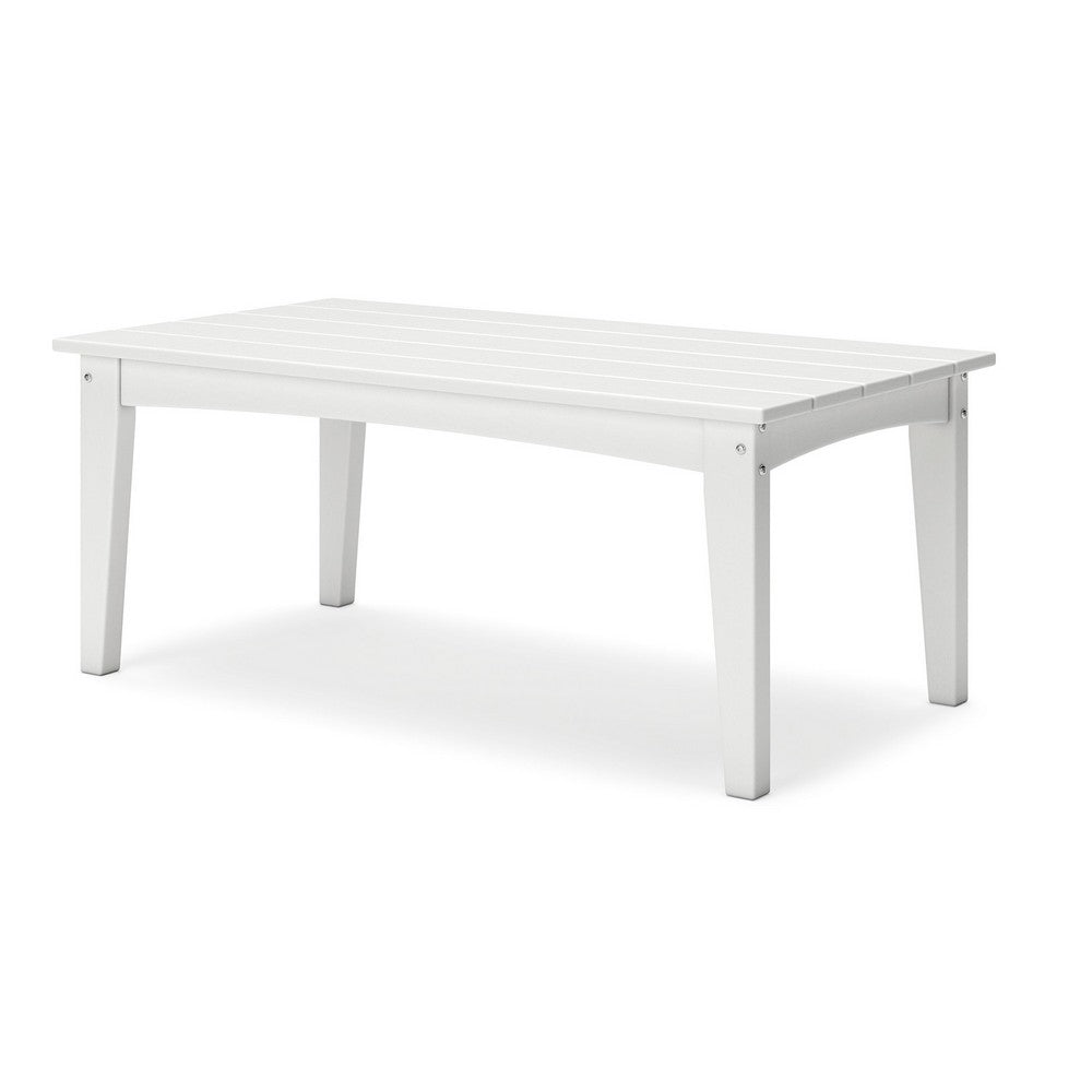 Ashley Fini 44" Outdoor Coffee Table, Slatted Top, White Finish