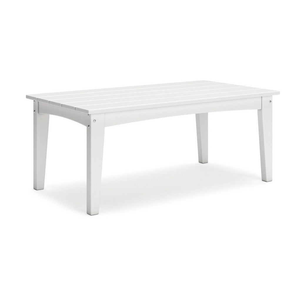 Ashley Fini 44" Outdoor Coffee Table, Slatted Top, White Finish