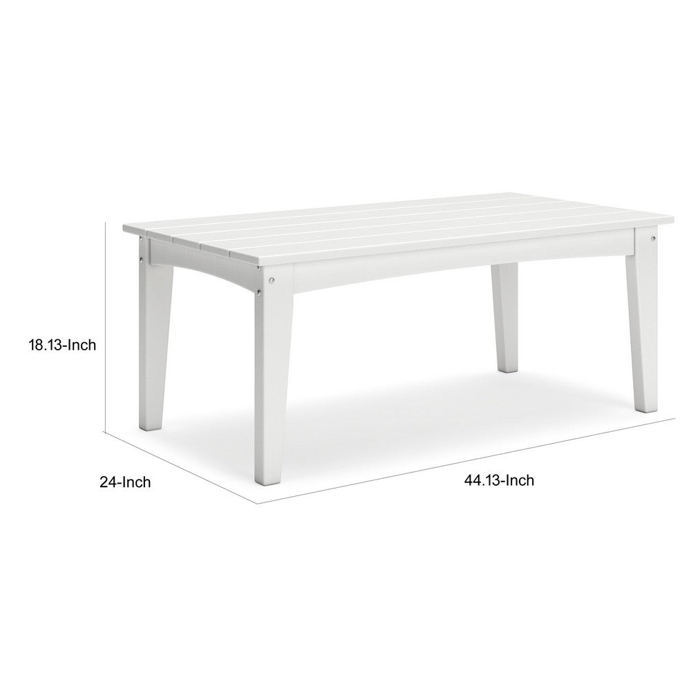 Ashley Fini 44" Outdoor Coffee Table, Slatted Top, White Finish