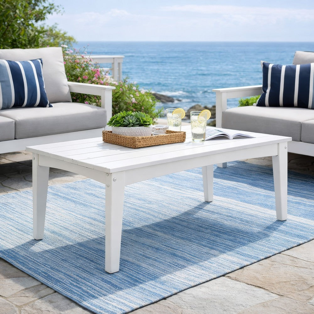 Ashley Fini 44" Outdoor Coffee Table, Slatted Top, White Finish