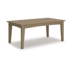 Ashley Fini 44" Outdoor Coffee Table, Slatted Top, Brown Finish