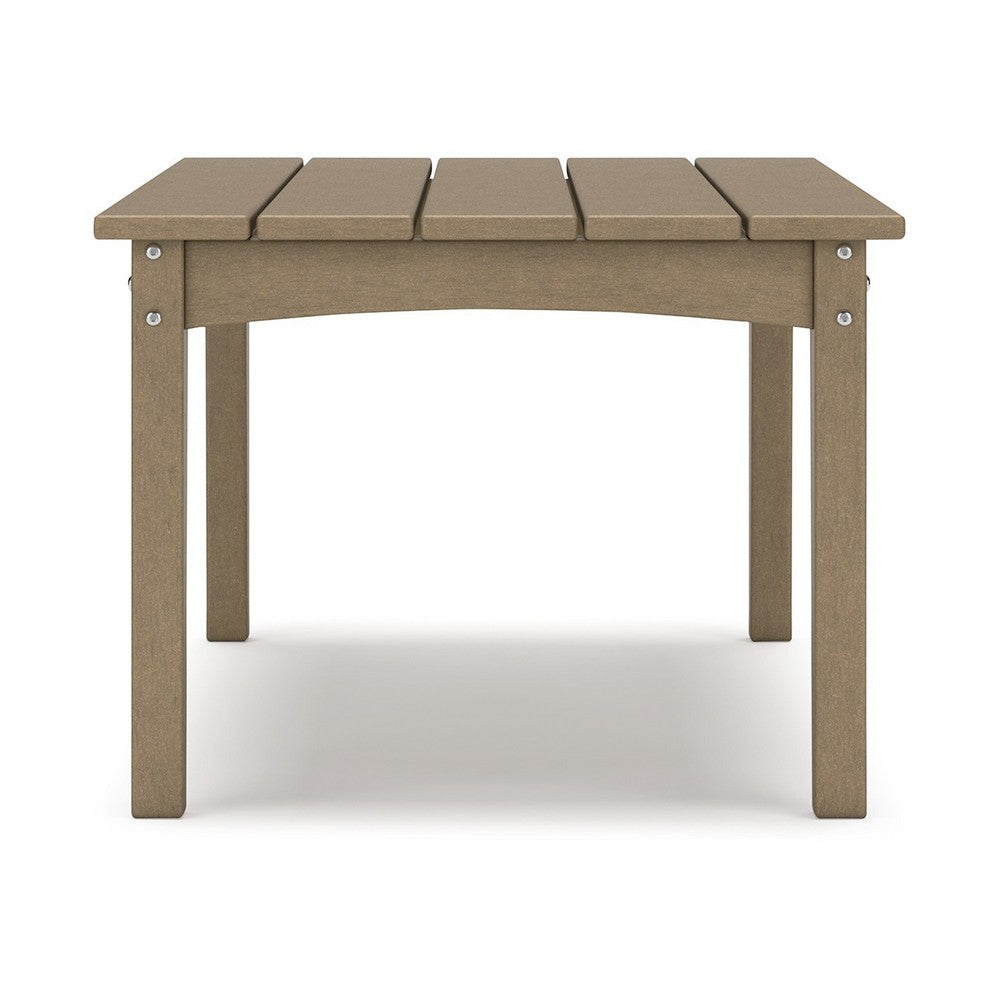 Ashley Fini 44" Outdoor Coffee Table, Slatted Top, Brown Finish