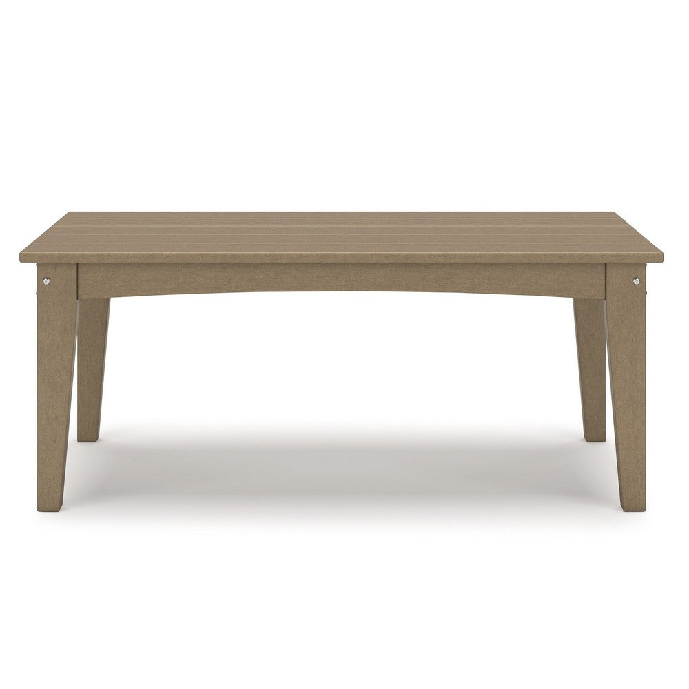 Ashley Fini 44" Outdoor Coffee Table, Slatted Top, Brown Finish