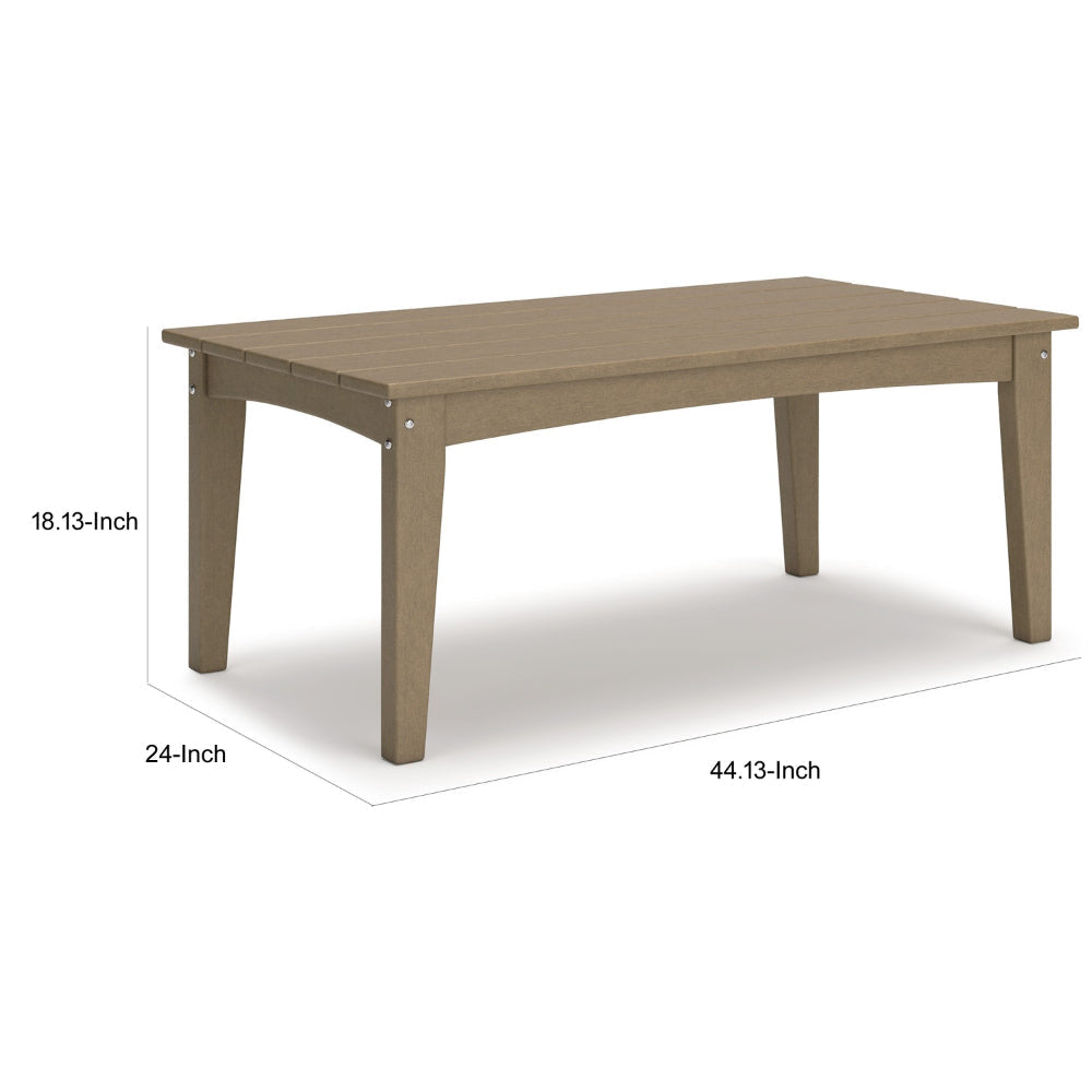 Fini 44 Inch Outdoor Coffee Table Slatted Top Modern Style Brown Finish By Casagear Home BM315963