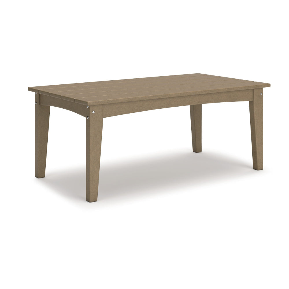 Fini 44 Inch Outdoor Coffee Table, Slatted Top, Modern Style, Brown Finish By Casagear Home