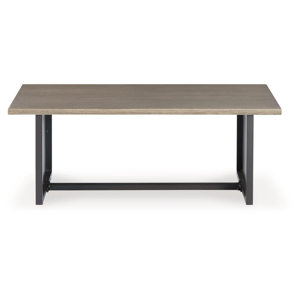 38 Inch Outdoor Table, Rectangular Faux Wood Top, Modern Two Tone Brown By Casagear Home