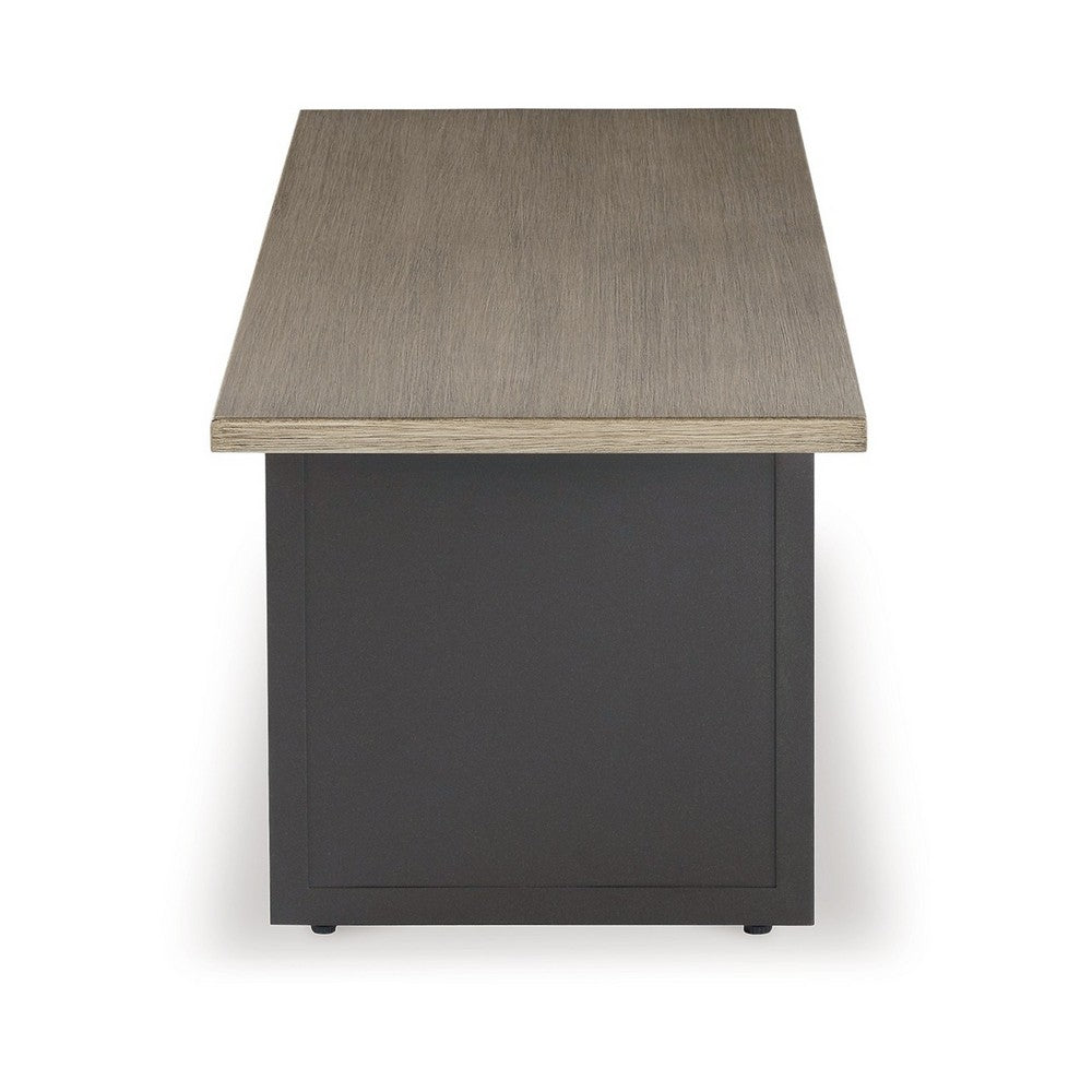 Ashley 38" Outdoor Side End Table, Rectangular Top, Modern Brown