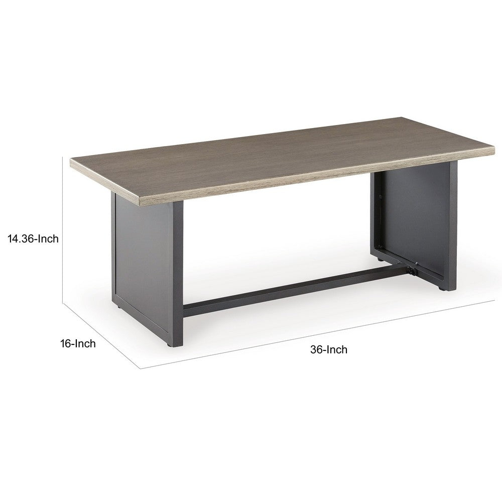 Ashley 38" Outdoor Side End Table, Rectangular Top, Modern Brown