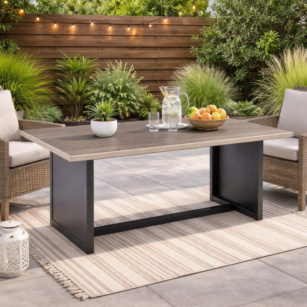 Ashley 38" Outdoor Side End Table, Rectangular Top, Modern Brown
