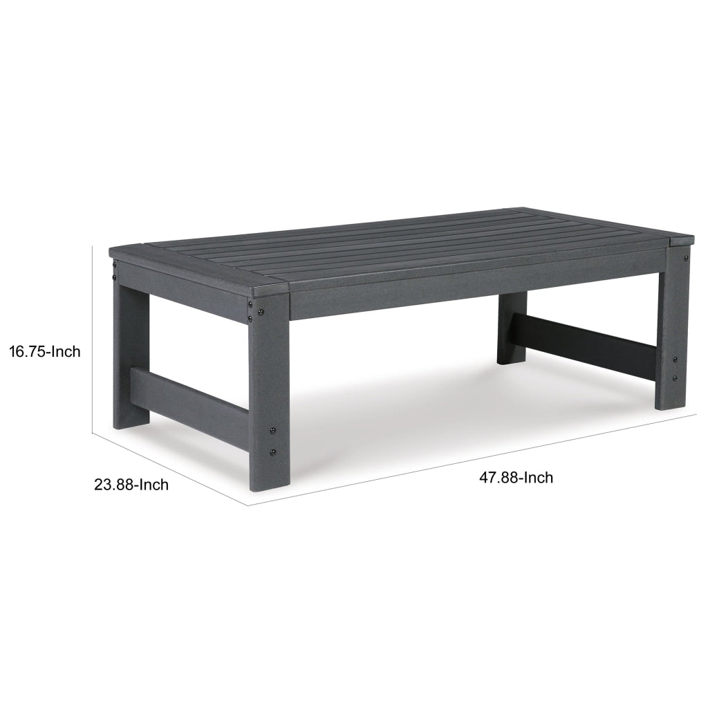 Wigo 48 Inch Outdoor Coffee Table Slatted Top Modern Style Charcoal Gray By Casagear Home BM315966