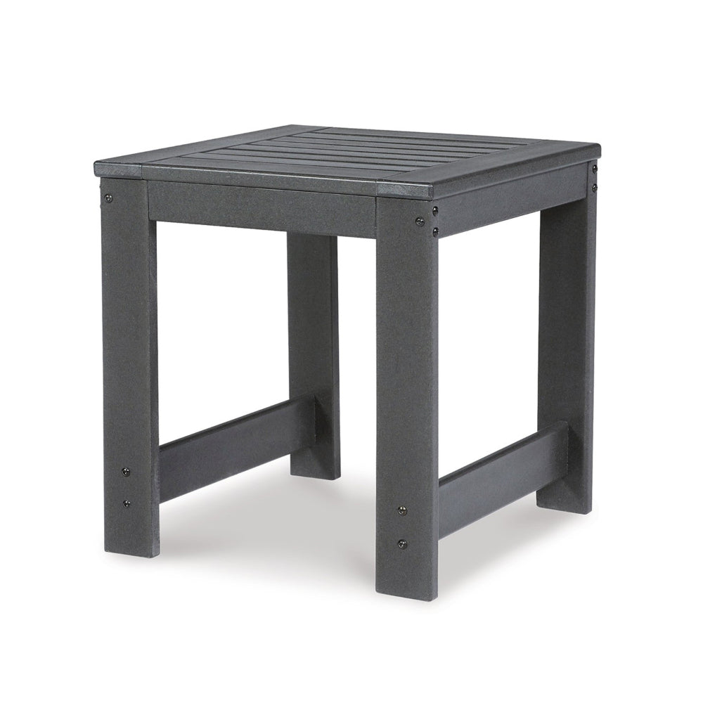 Wigo 22 Inch Outdoor Side End Table, Slatted Top, Modern Charcoal Gray By Casagear Home