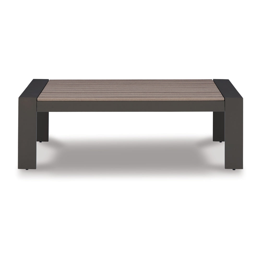 Neil 48 Inch Outdoor Coffee Table Slatted Top Modern Style Gray Brown By Casagear Home BM315968