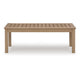 Ashley Karo 49 Inch Outdoor Coffee Table Slatted Natural Brown BM315970