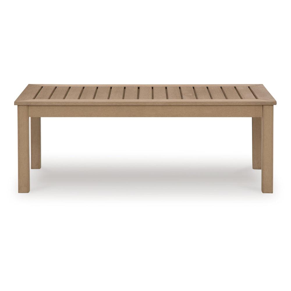 Karo 49 Inch Outdoor Coffee Table Slatted Top Modern Style Natural Brown By Casagear Home BM315970