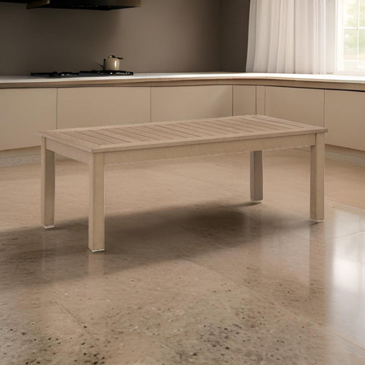 Ashley Karo 49 Inch Outdoor Coffee Table, Slatted, Natural Brown