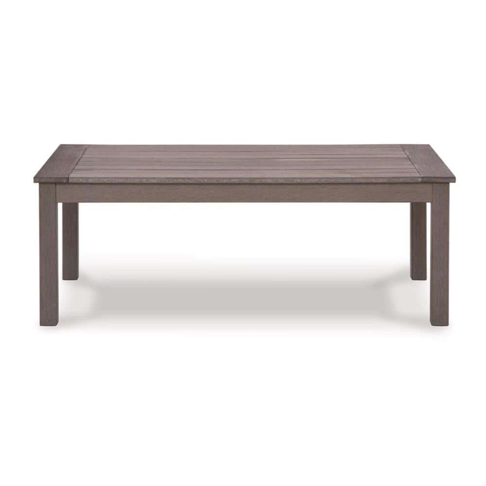 Ashley Karo 49 Inch Outdoor Coffee Table Slatted Top Modern Brown BM315972