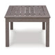 Ashley Karo 49 Inch Outdoor Coffee Table, Slatted Top, Modern Brown