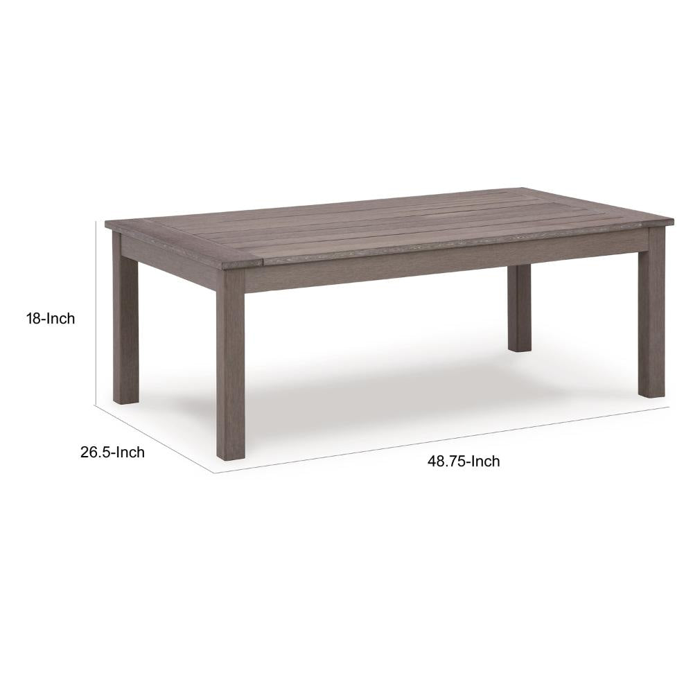 Ashley Karo 49 Inch Outdoor Coffee Table Slatted Top Modern Brown BM315972