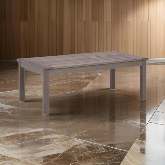 Ashley Karo 49 Inch Outdoor Coffee Table, Slatted Top, Modern Brown