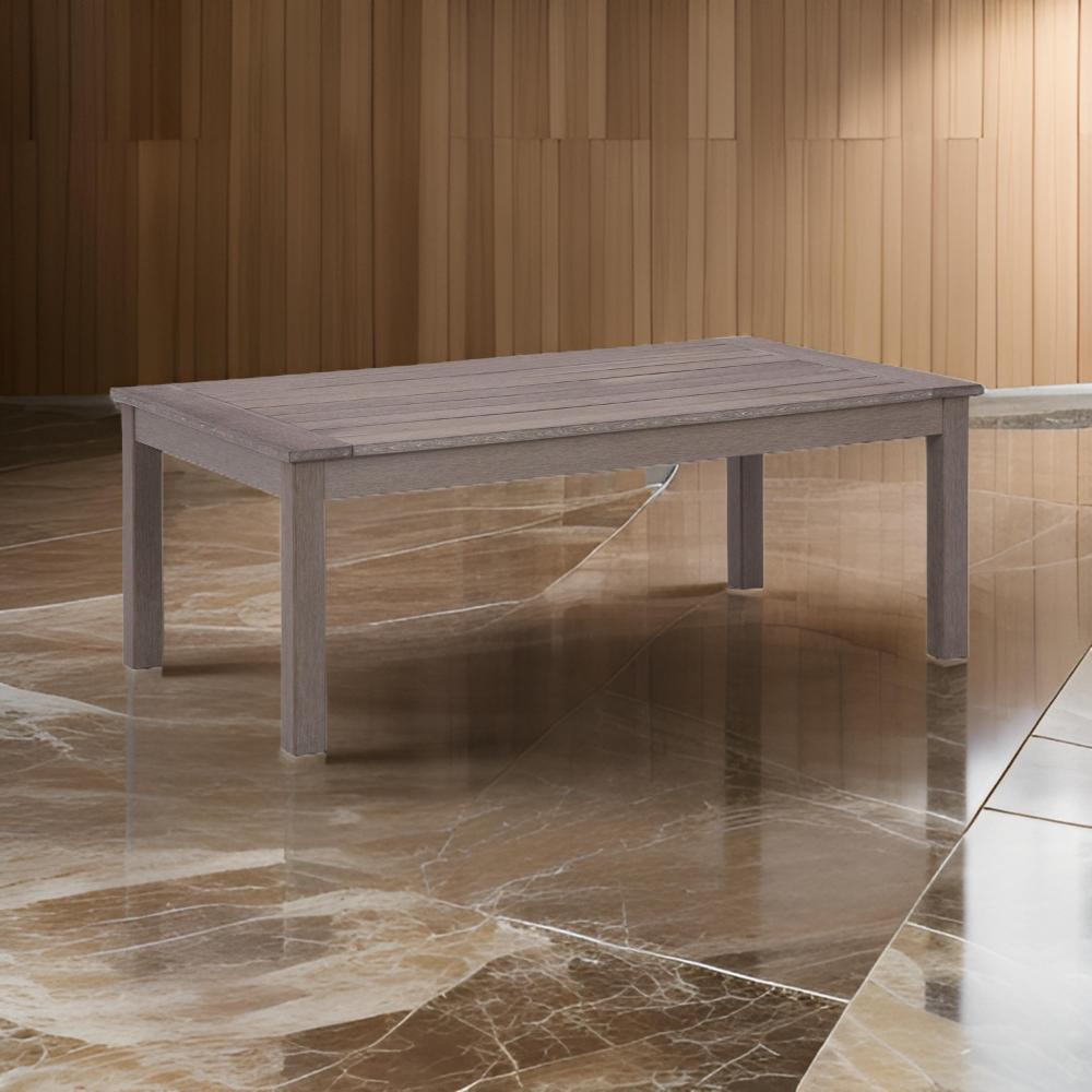 Ashley Karo 49 Inch Outdoor Coffee Table, Slatted Top, Modern Brown