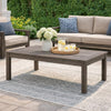 Ashley Karo 49 Inch Outdoor Coffee Table, Slatted Top, Modern Brown