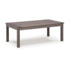 Ashley Karo 49 Inch Outdoor Coffee Table, Slatted Top, Modern Brown