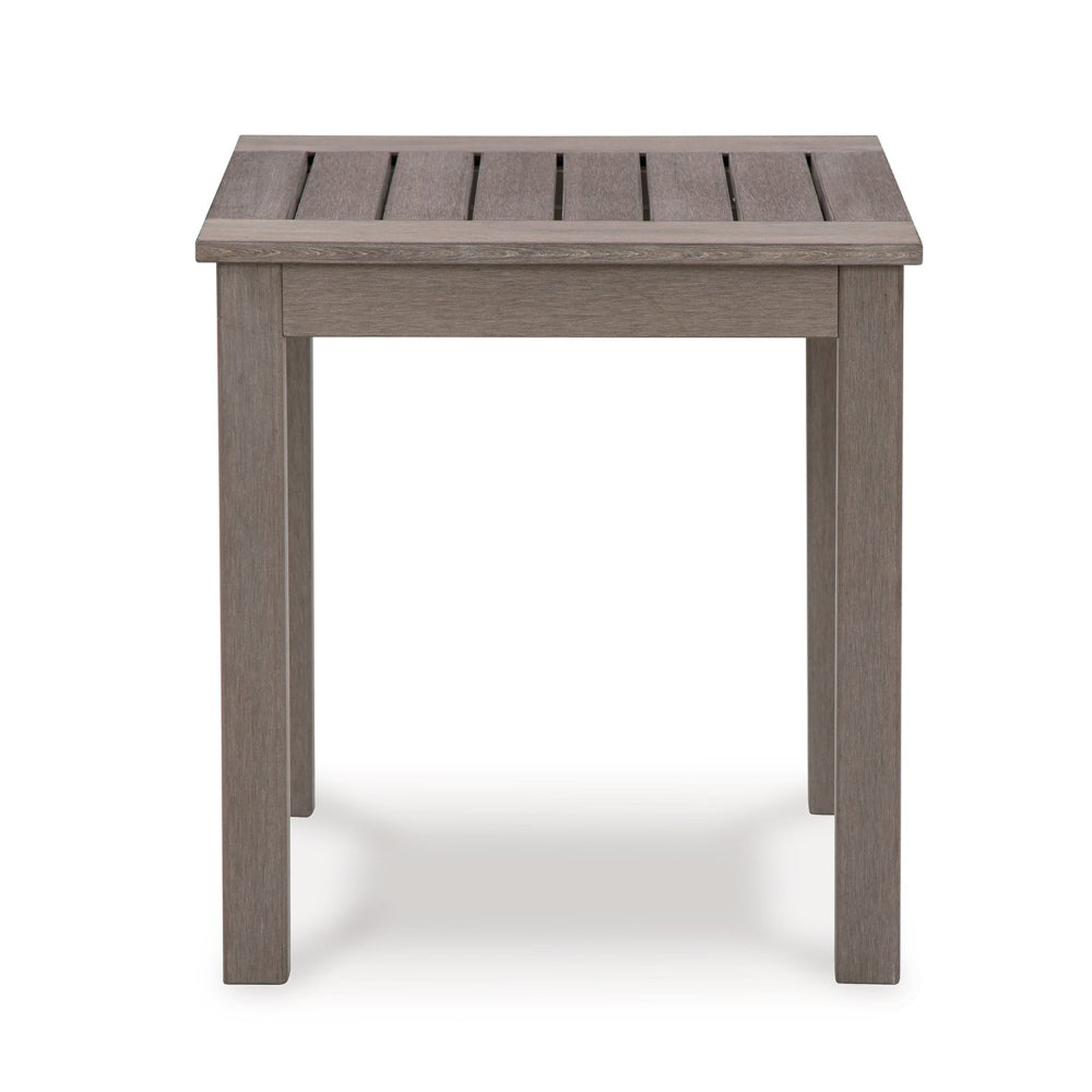 Karo 24 Inch Outdoor Side End Table, Slatted Top, Modern Style, Taupe Brown By Casagear Home