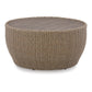 36 Inch Outdoor Coffee Table Curved Handwoven Resin Wicker Beige Finish By Casagear Home BM315974