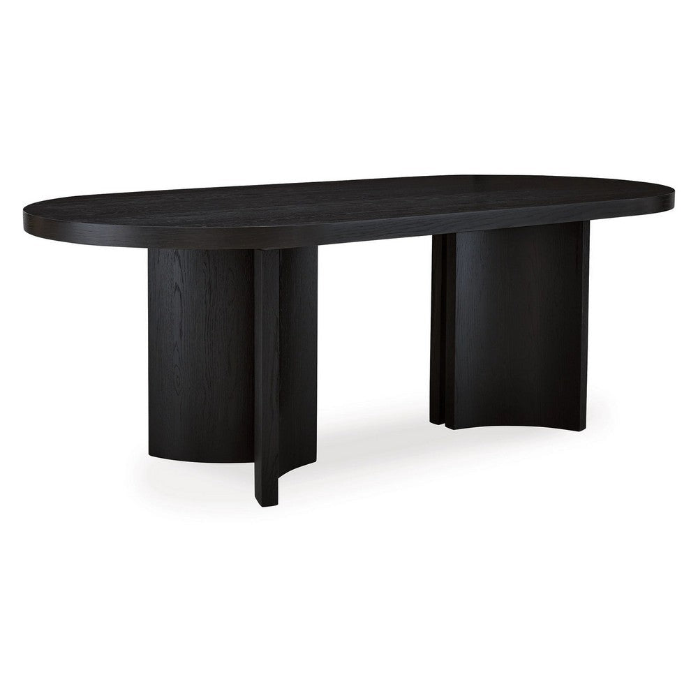 Ashley 86" Dining Table, Oval Top, Pedestal Base, Black Finish