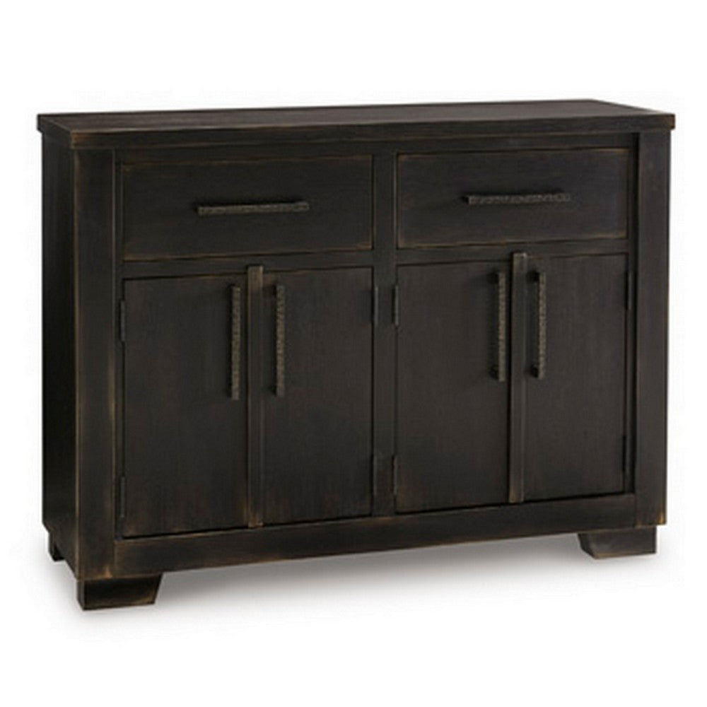 Ashley Sili 54" Dining Buffet Console, 2 Cabinets, Drawers, Black