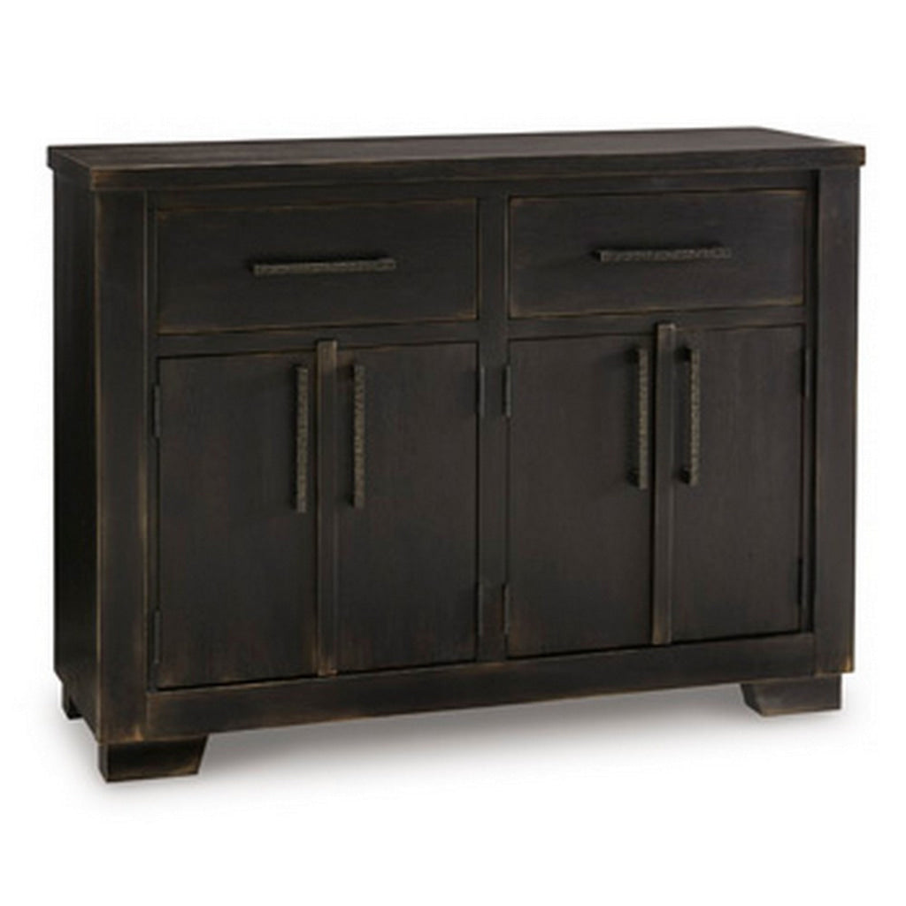 Sili 54 Inch Dining Buffet Console 2 Double Door Cabinet Drawers Black By Casagear Home BM315978