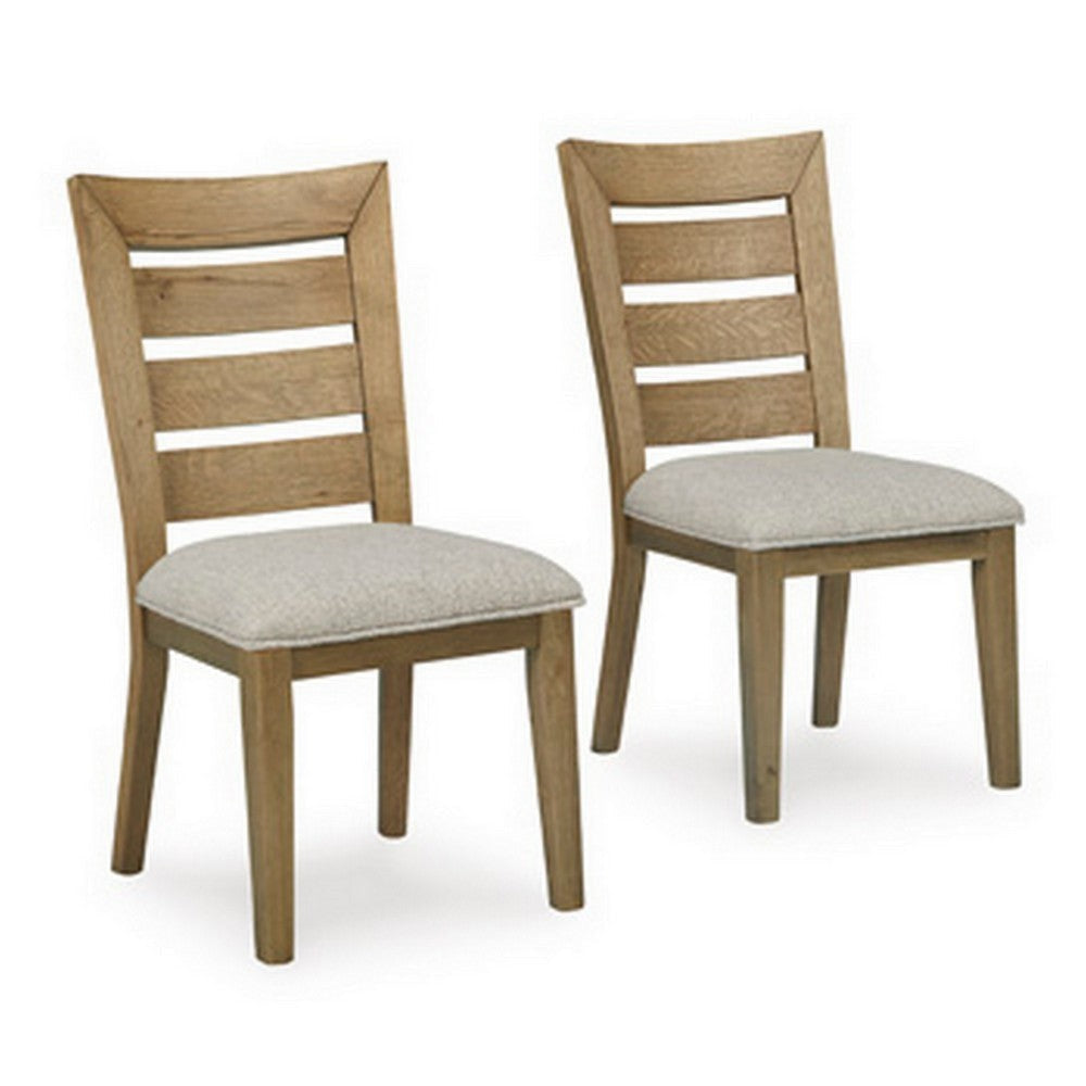 Sili 24 Inch Dining Chair Set of 2 Cushioned Curved Ladder Back Brown By Casagear Home BM315980