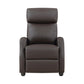 Jiana 35 Inch Push Back Recliner Chair, Brown Faux Leather, Solid Wood By Casagear Home