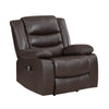 Carry 39 Inch Power Lift Recliner Chair, Solid Wood Dark Brown Faux Leather By Casagear Home