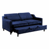 Katy 72 Inch Sleeper Sofa Convertible Pull Out Bed Solid Wood Blue Velvet By Casagear Home BM316004