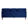 Bard 81 Inch Sofa Blue Velvet Reversible Cushions Dark Brown Solid Wood By Casagear Home
