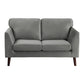 Brad 58 Inch Loveseat Gray Velvet Reversible Cushions Dark Brown Wood By Casagear Home BM316009